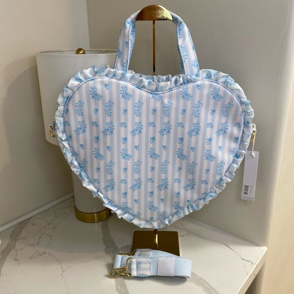 Stoney Clover Lane Heart High Tea Printed Ruffle Heart Tote Bag ruffle SCL - Picture 5 of 13